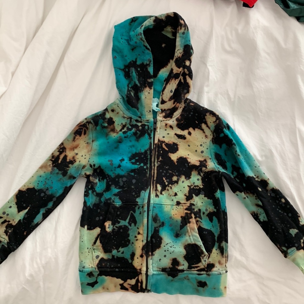 Boys acid tie dye long sleeve zip up hoodie